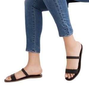 NWT Madewell Boardwalk Black Thin Double Strap Leather Sandal 11